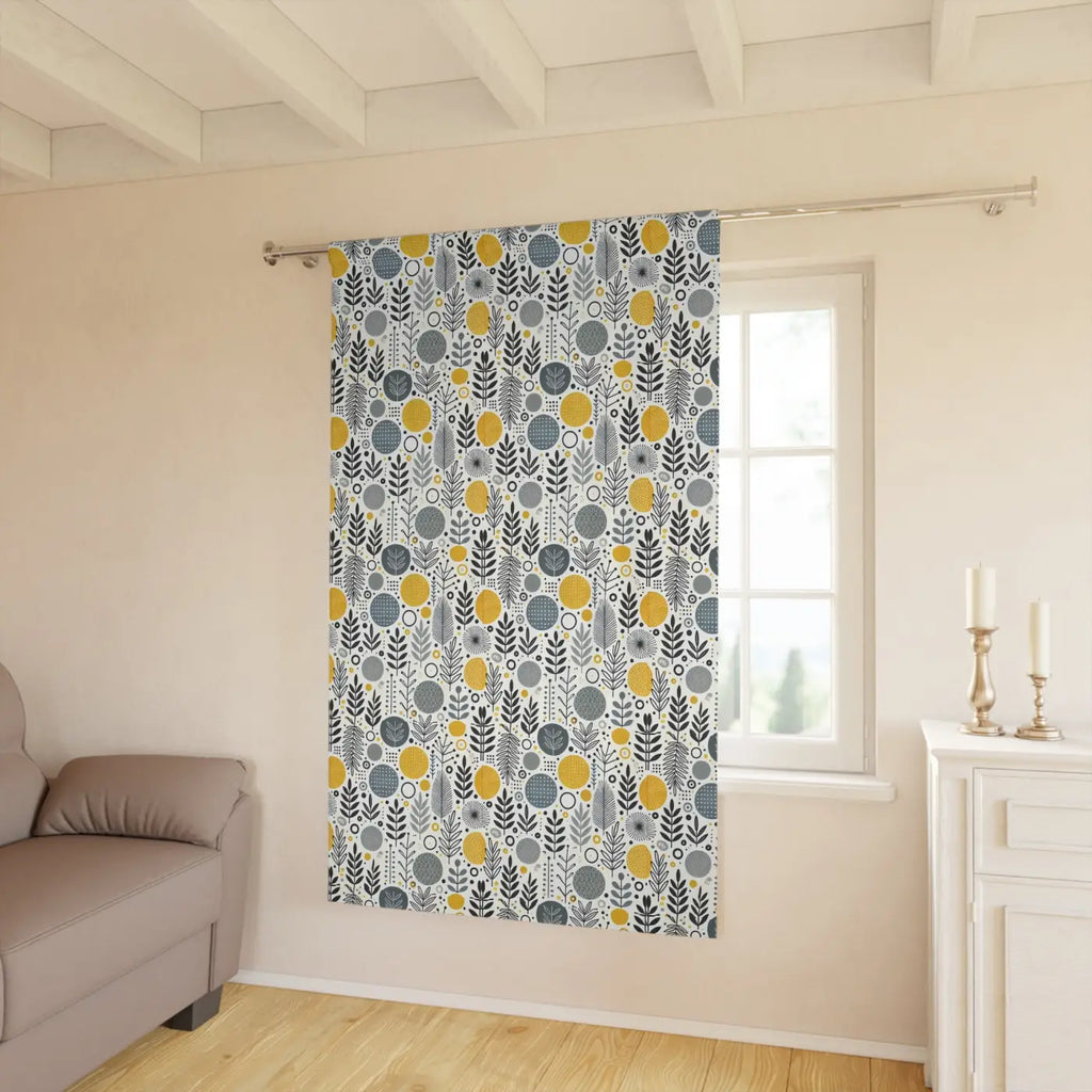 Modern Floral Window Curtain - Gray Polka Dot Style - DipaliZ