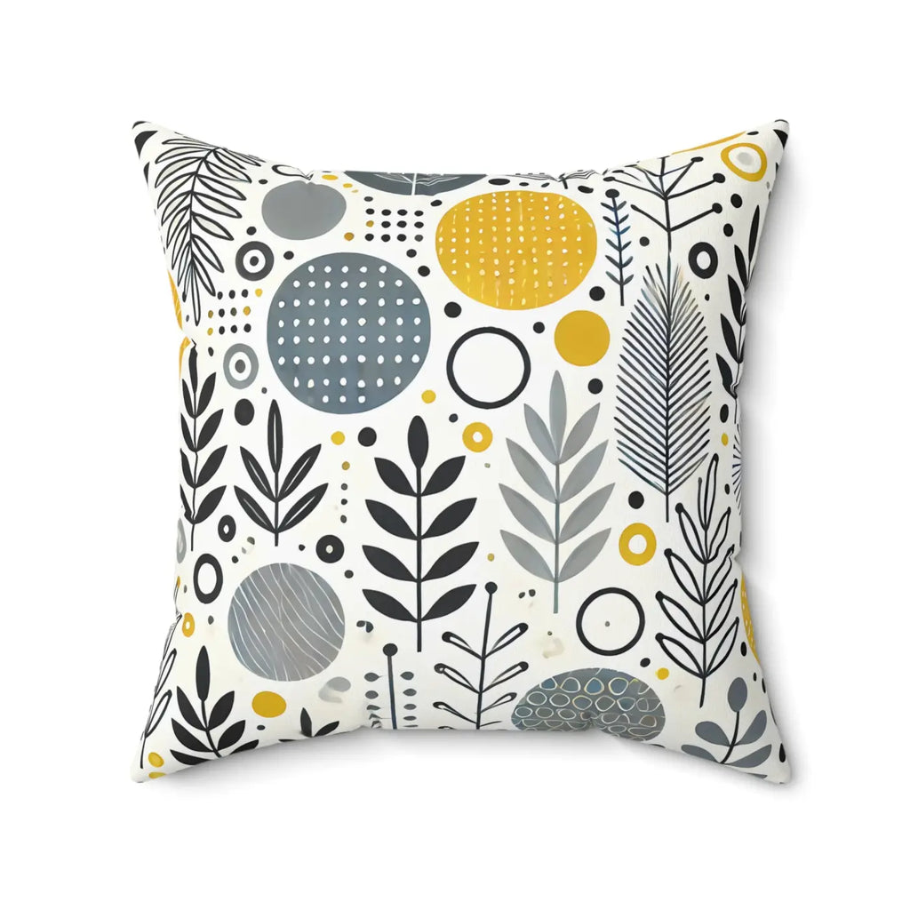 Modern Floral Yellow Grey Accent Pillow - Spun Polyester - DipaliZ
