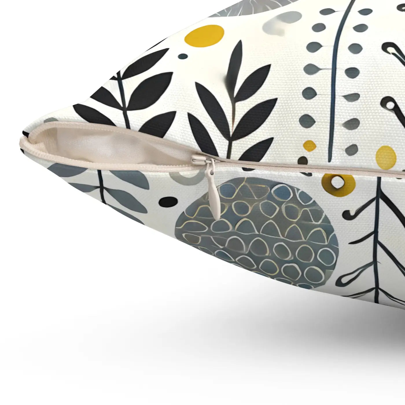 Modern Floral Yellow Grey Accent Pillow - Spun Polyester - DipaliZ