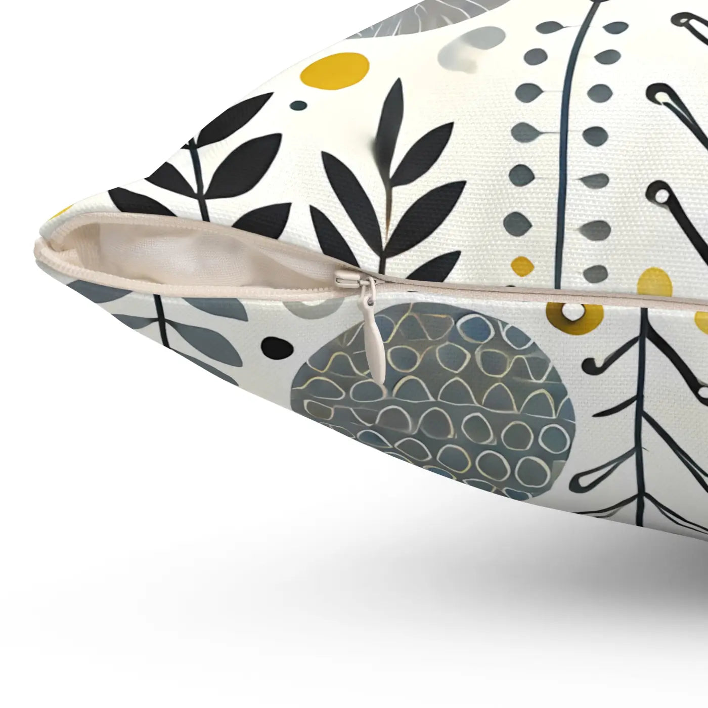 Modern Floral Yellow Grey Accent Pillow - Spun Polyester - DipaliZ