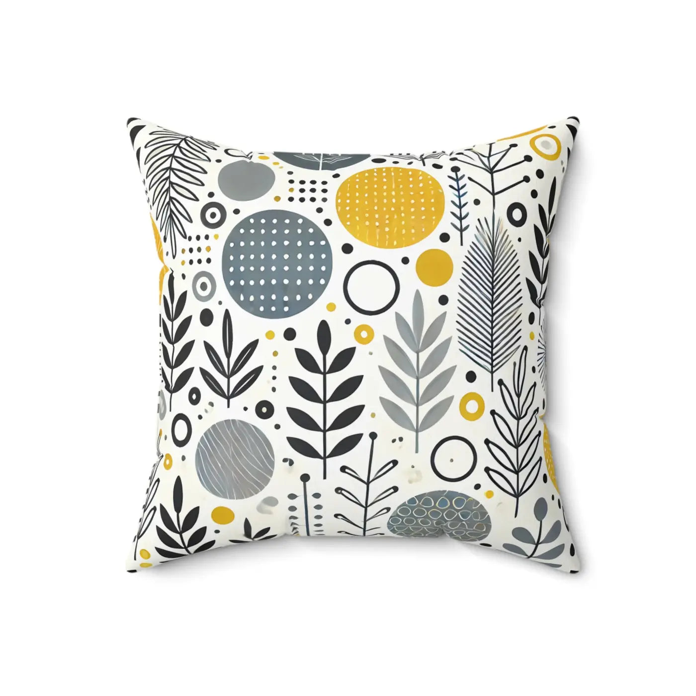 Modern Floral Yellow Grey Accent Pillow - Spun Polyester - DipaliZ