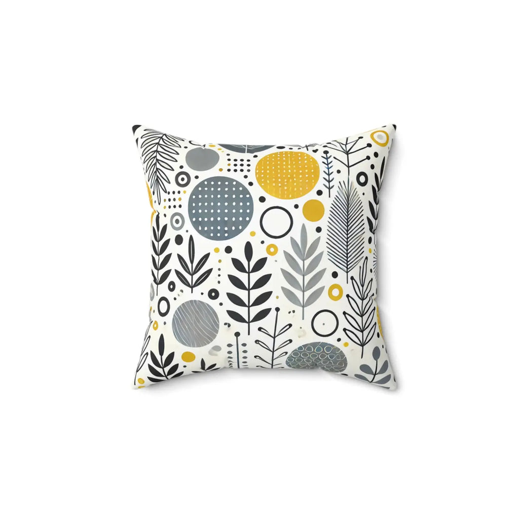 Modern Floral Yellow Grey Accent Pillow - Spun Polyester - DipaliZ