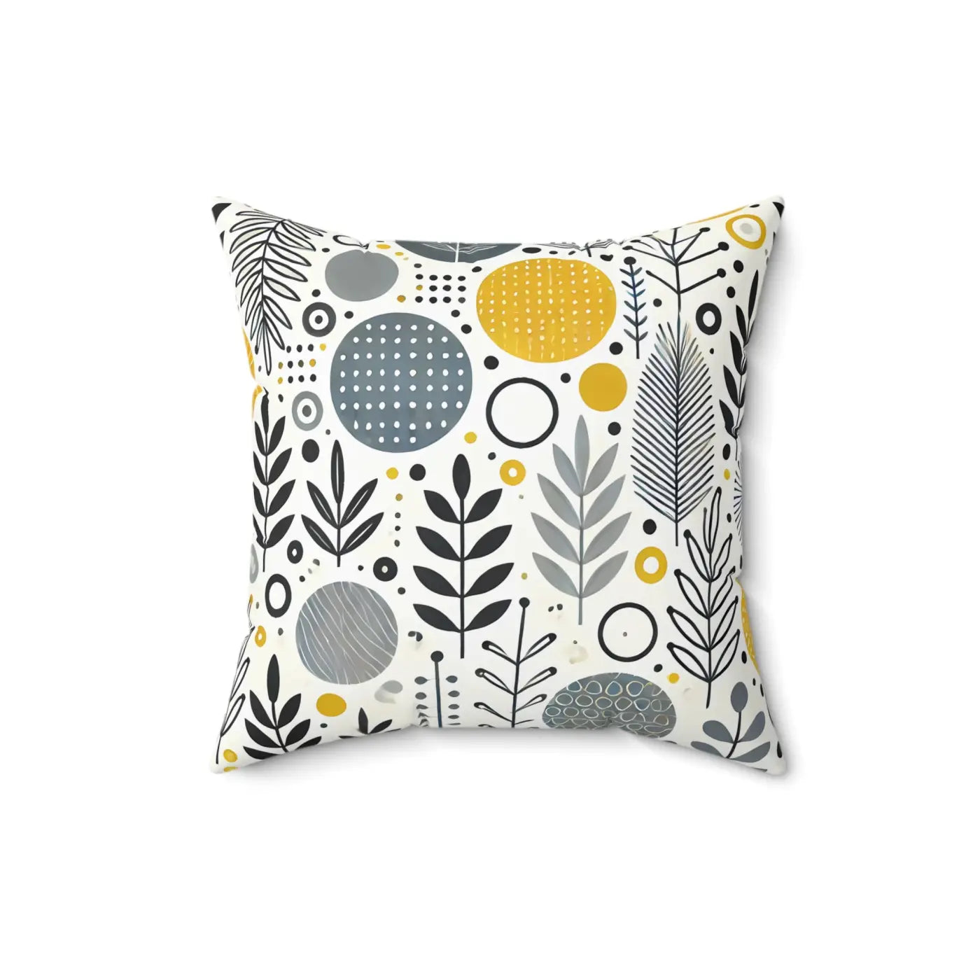 Modern Floral Yellow Grey Accent Pillow - Spun Polyester - DipaliZ