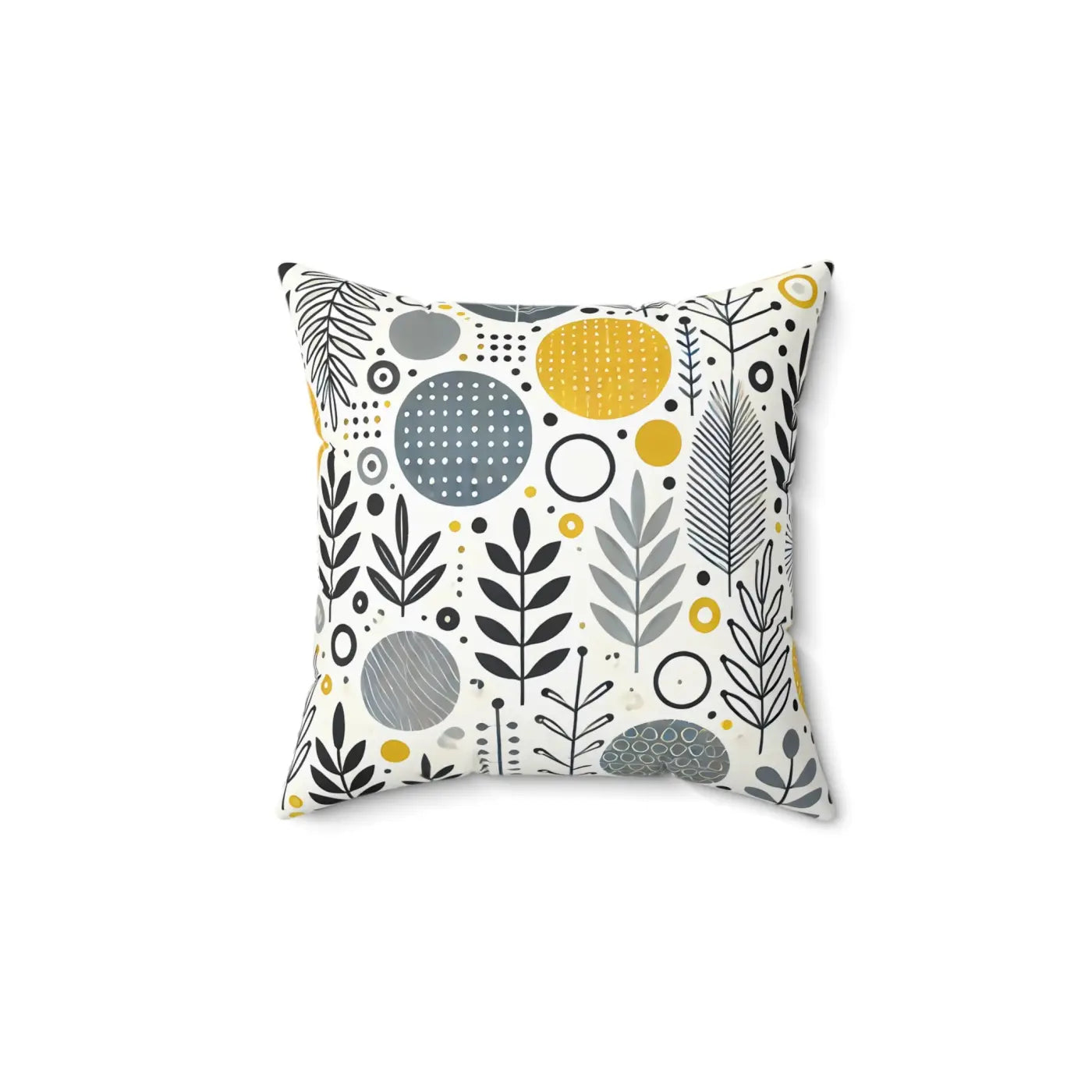 Modern Floral Yellow Grey Accent Pillow - Spun Polyester - DipaliZ
