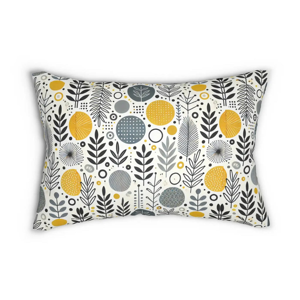 Modern Floral Yellow Lumbar Pillow - Vibrant Home Decor - DipaliZ