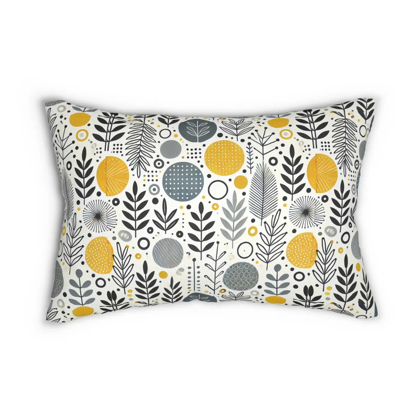Modern Floral Yellow Lumbar Pillow - Vibrant Home Decor - DipaliZ