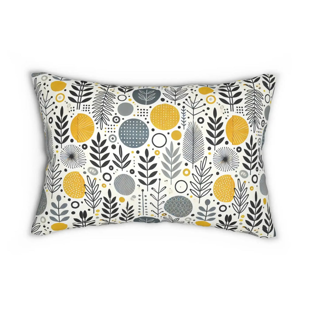 Modern Floral Yellow Lumbar Pillow - Vibrant Home Decor - DipaliZ