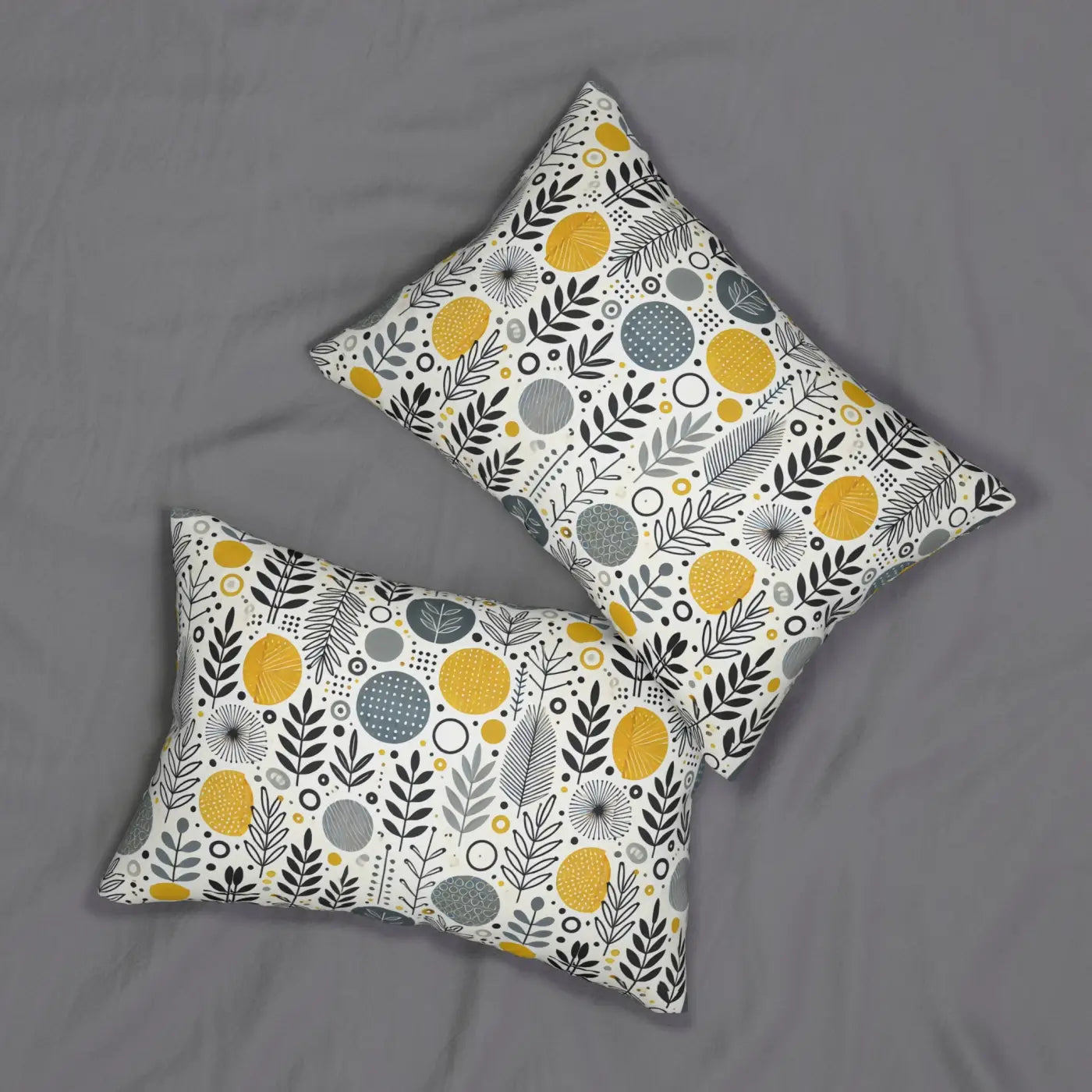 Modern Floral Yellow Lumbar Pillow - Vibrant Home Decor - DipaliZ