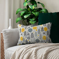 Modern Floral Yellow Lumbar Pillow - Vibrant Home Decor - DipaliZ