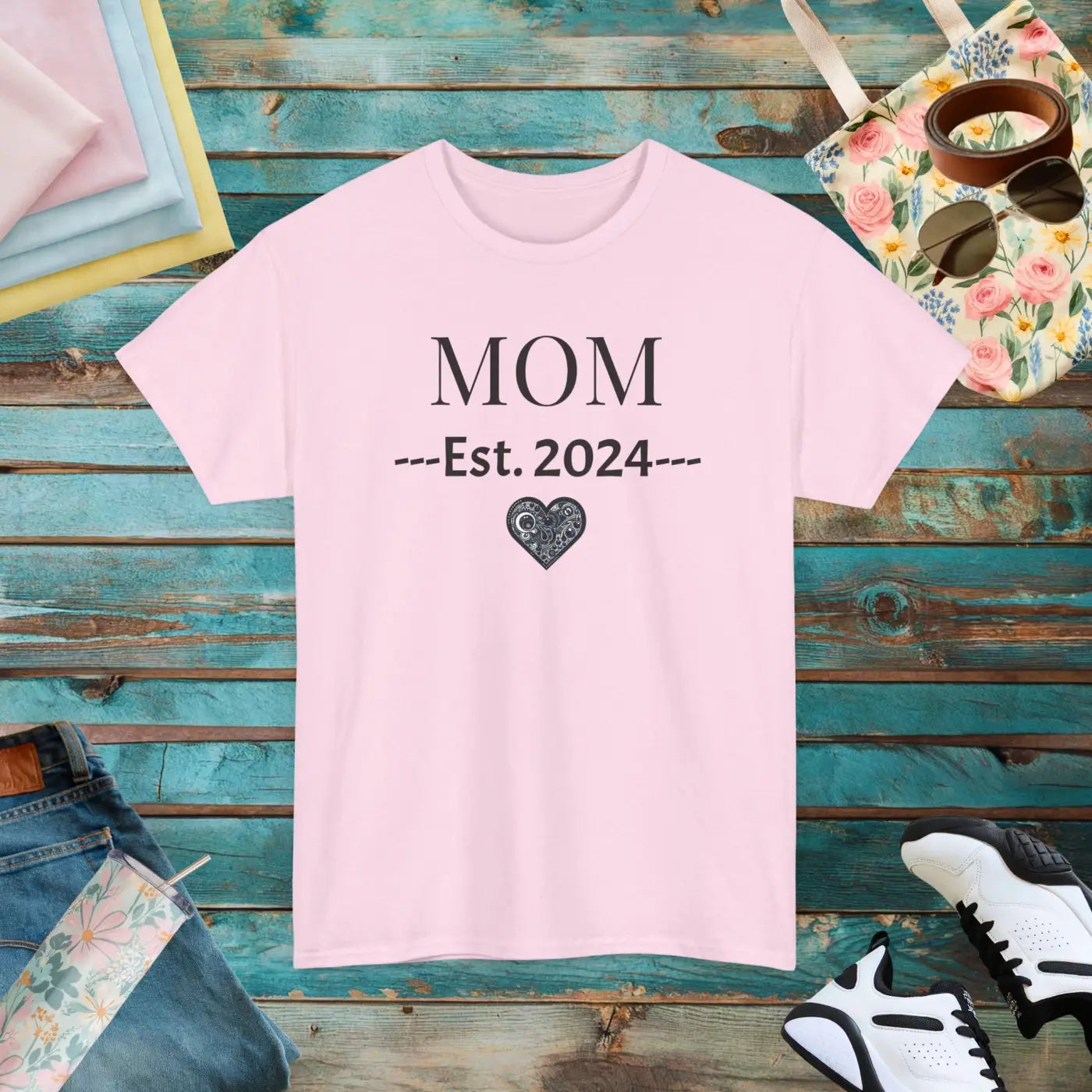 Mom Unisex Heavy Cotton Tee - Established 2024 New Mom - DipaliZ