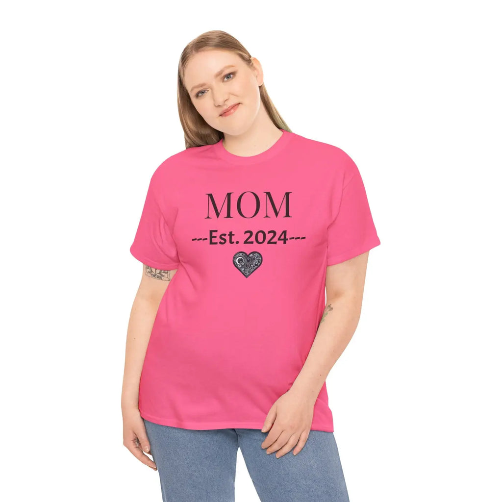 Mom Unisex Heavy Cotton Tee - Established 2024 New Mom - DipaliZ