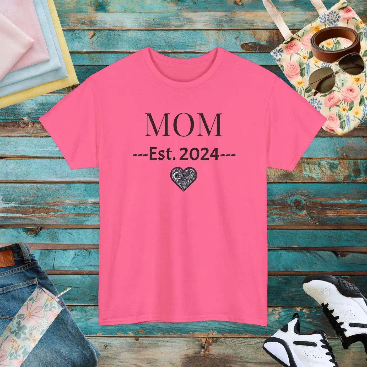 Mom Unisex Heavy Cotton Tee - Established 2024 New Mom - DipaliZ
