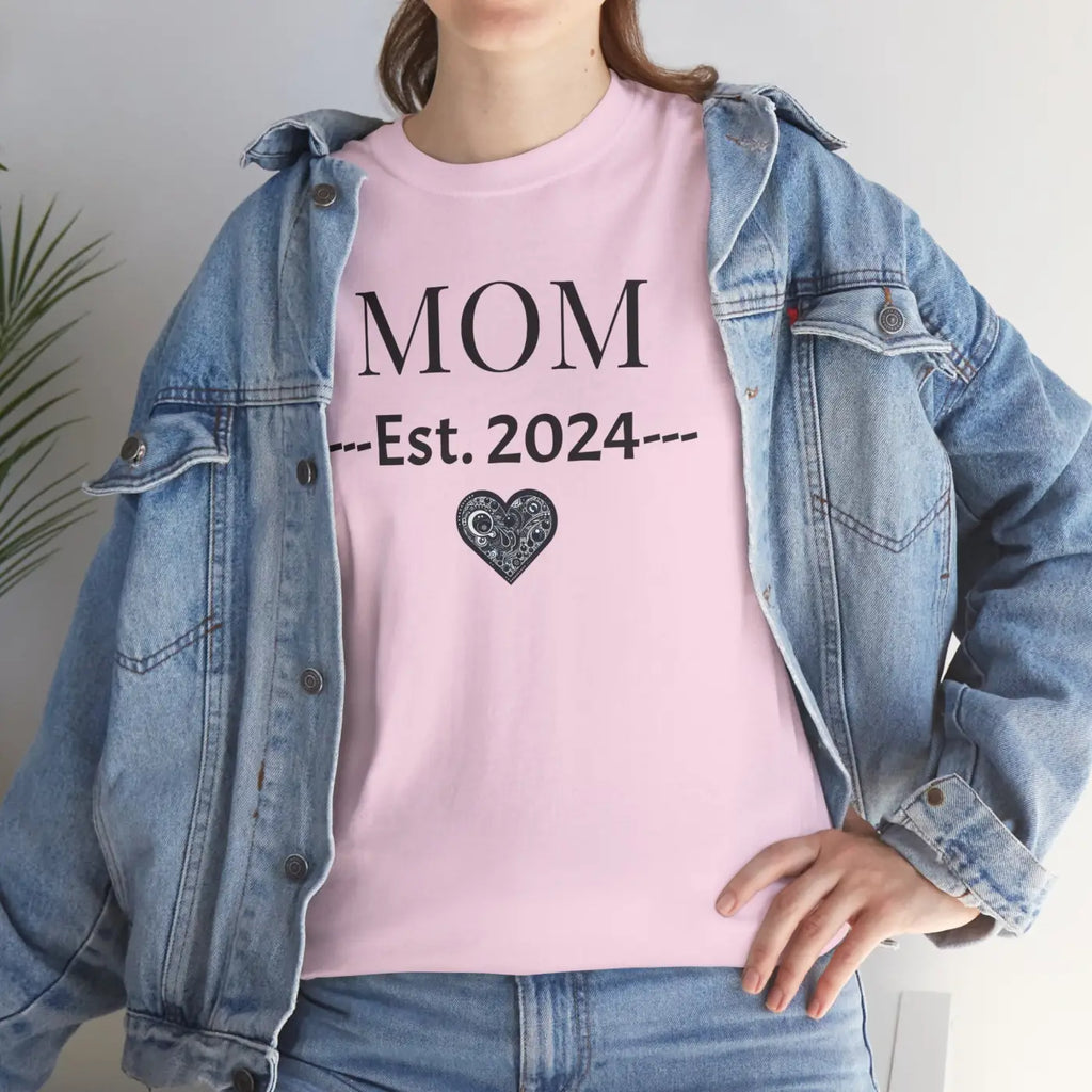 Mom Unisex Heavy Cotton Tee - Established 2024 New Mom - DipaliZ