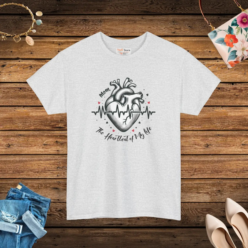 Mom Heartbeat Unisex Heavy Cotton Tee - Love and Family - DipaliZ