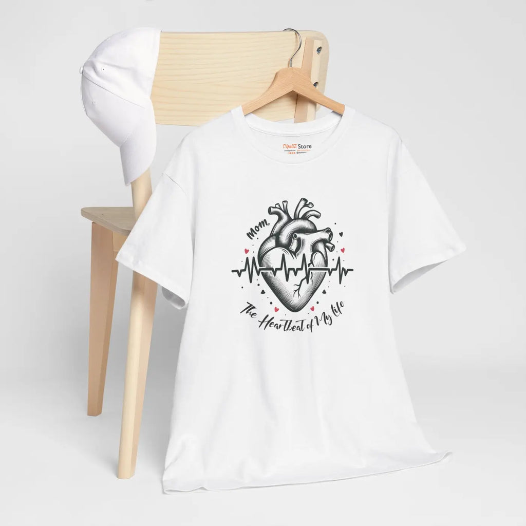 Mom Heartbeat Unisex Heavy Cotton Tee - Love and Family - DipaliZ
