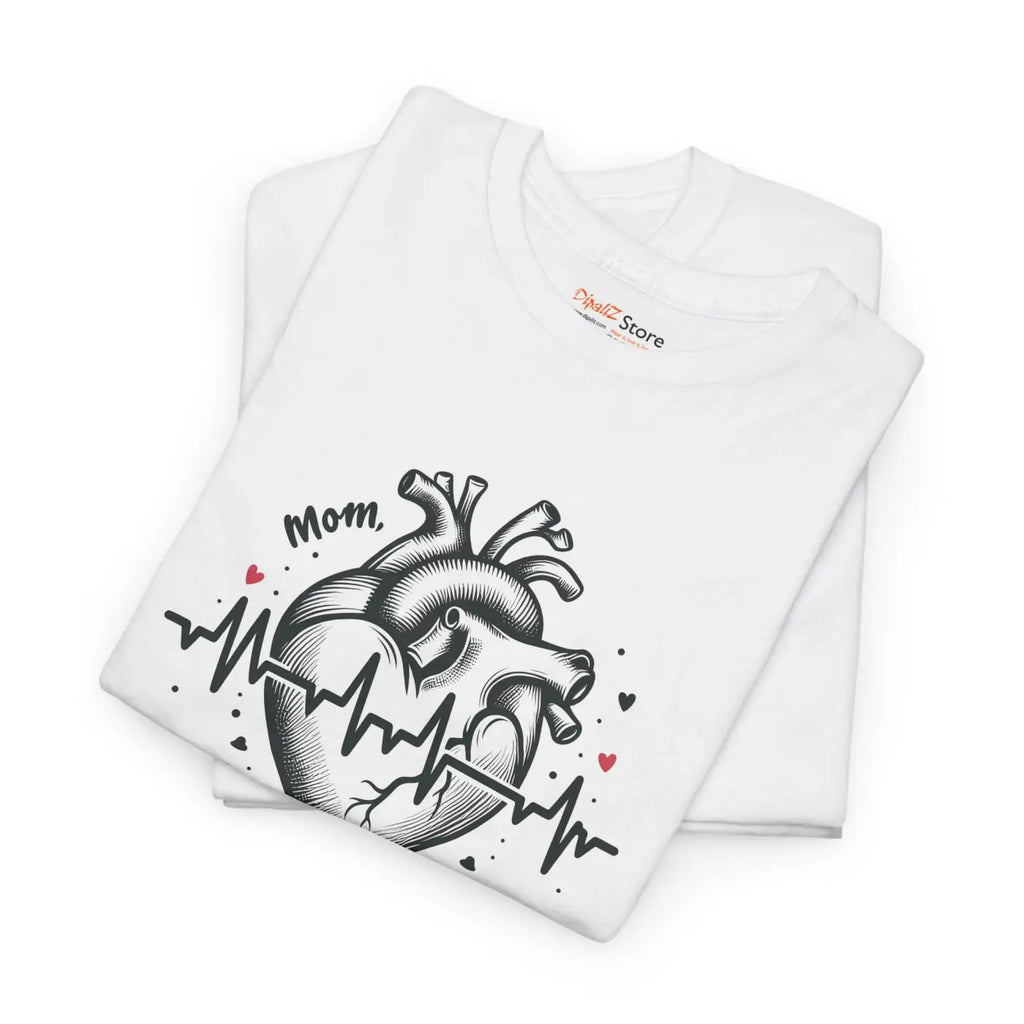 Mom Heartbeat Unisex Heavy Cotton Tee - Love and Family - DipaliZ