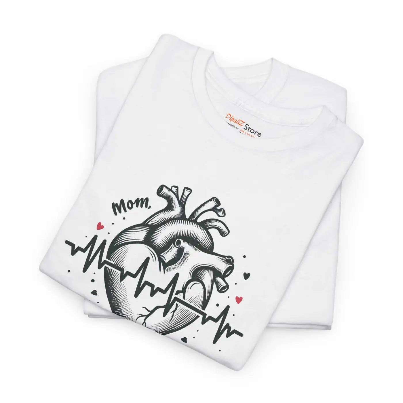 Mom Heartbeat Unisex Heavy Cotton Tee - Love and Family - DipaliZ
