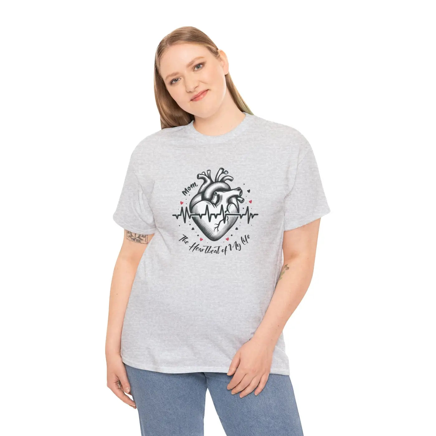 Mom Heartbeat Unisex Heavy Cotton Tee - Love and Family - DipaliZ