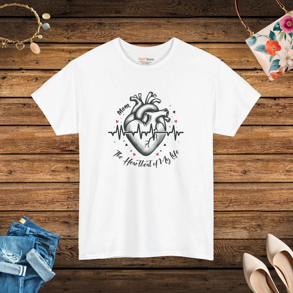 Mom Heartbeat Unisex Heavy Cotton Tee - Love and Family - DipaliZ