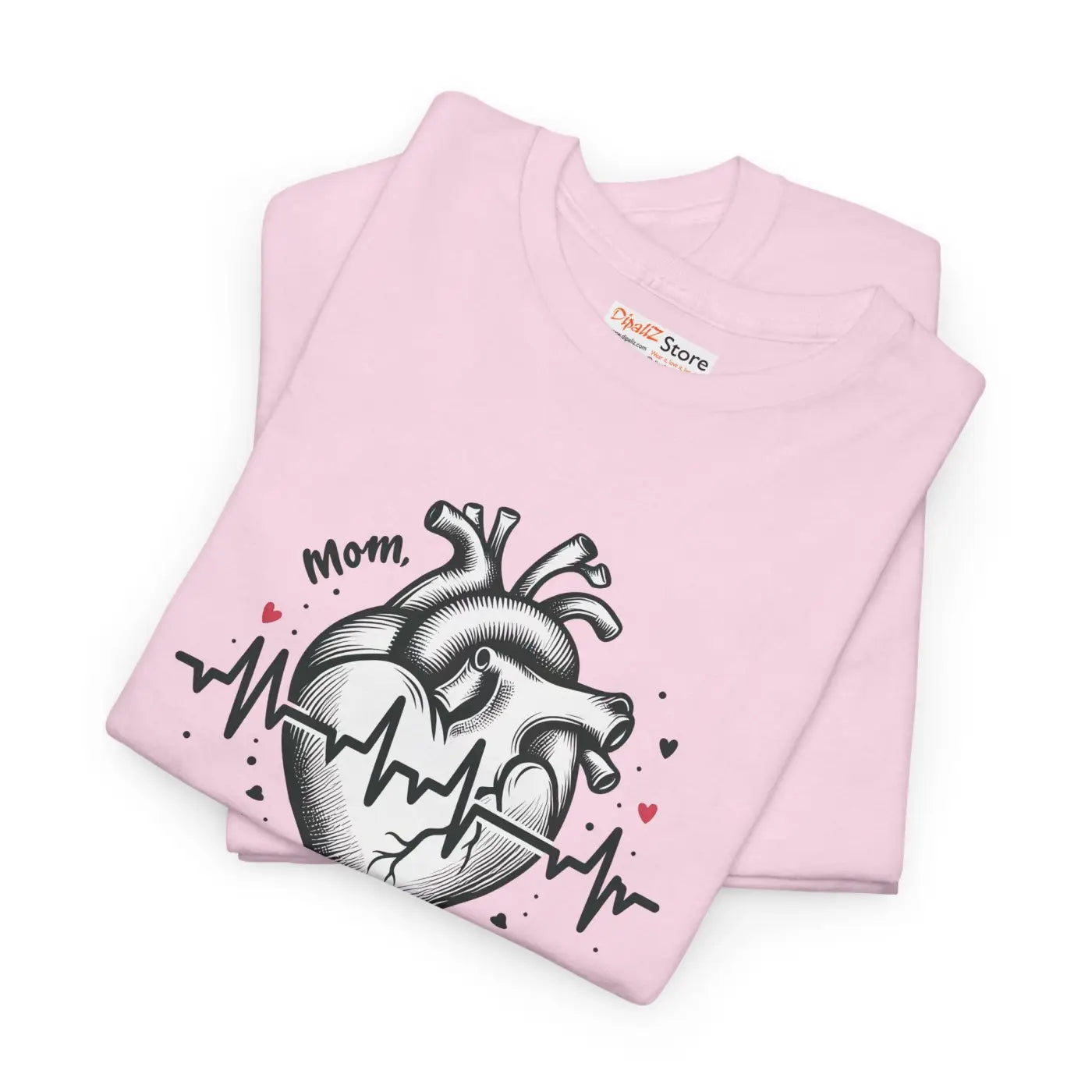 Mom Heartbeat Unisex Heavy Cotton Tee - Love and Family - DipaliZ