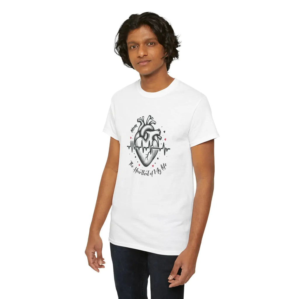 Mom Heartbeat Unisex Heavy Cotton Tee - Love and Family - DipaliZ