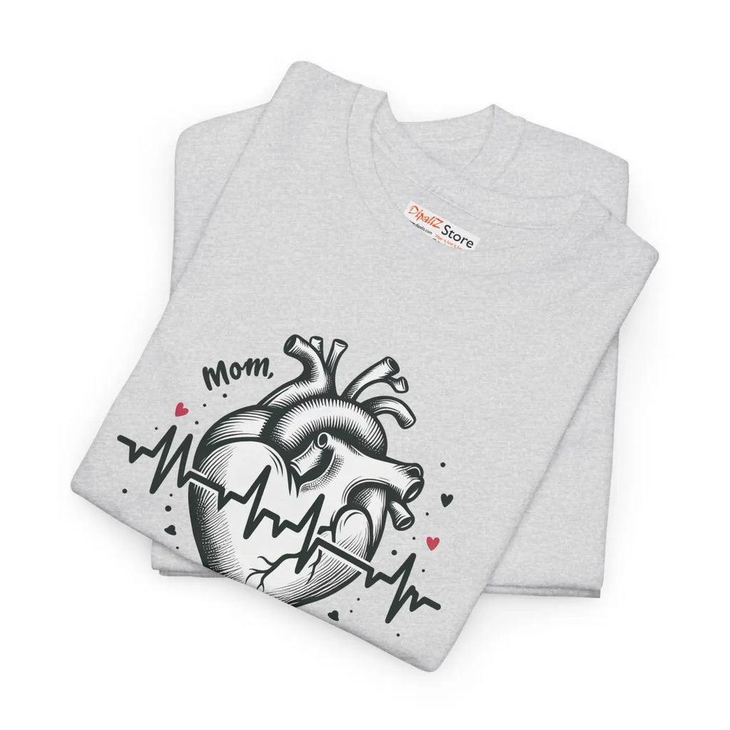 Mom Heartbeat Unisex Heavy Cotton Tee - Love and Family - DipaliZ