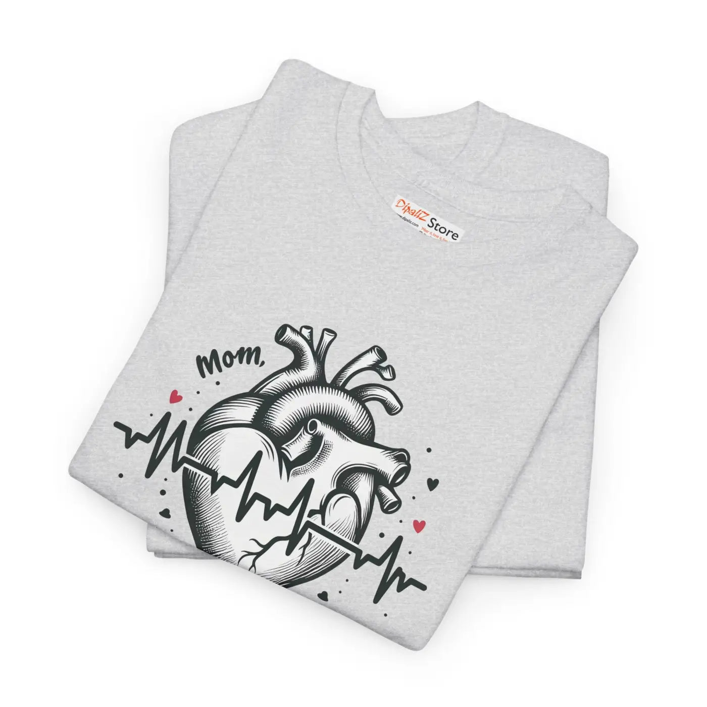 Mom Heartbeat Unisex Heavy Cotton Tee - Love and Family - DipaliZ