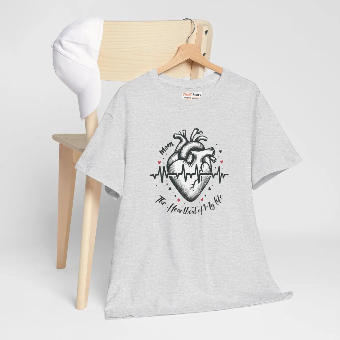 Mom Heartbeat Unisex Heavy Cotton Tee - Love and Family - DipaliZ