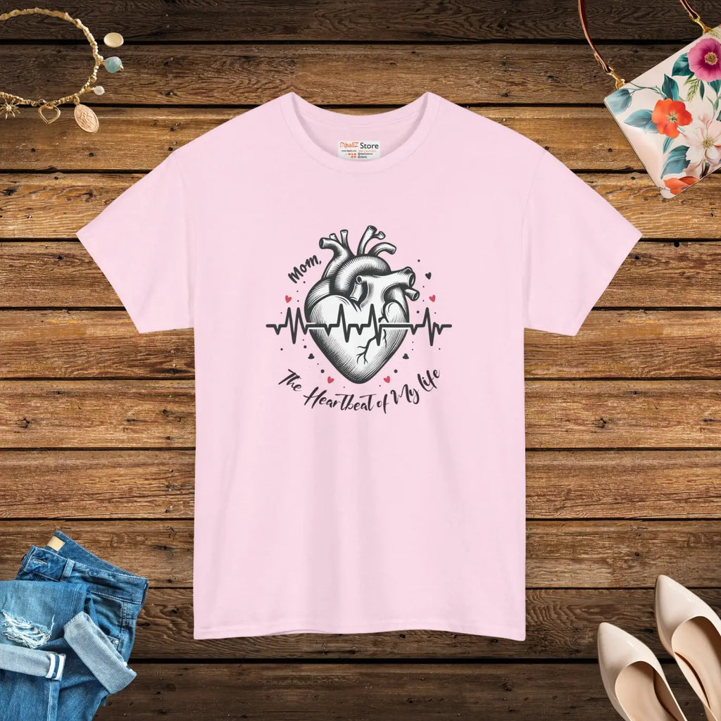 Mom Heartbeat Unisex Heavy Cotton Tee - Love and Family - DipaliZ