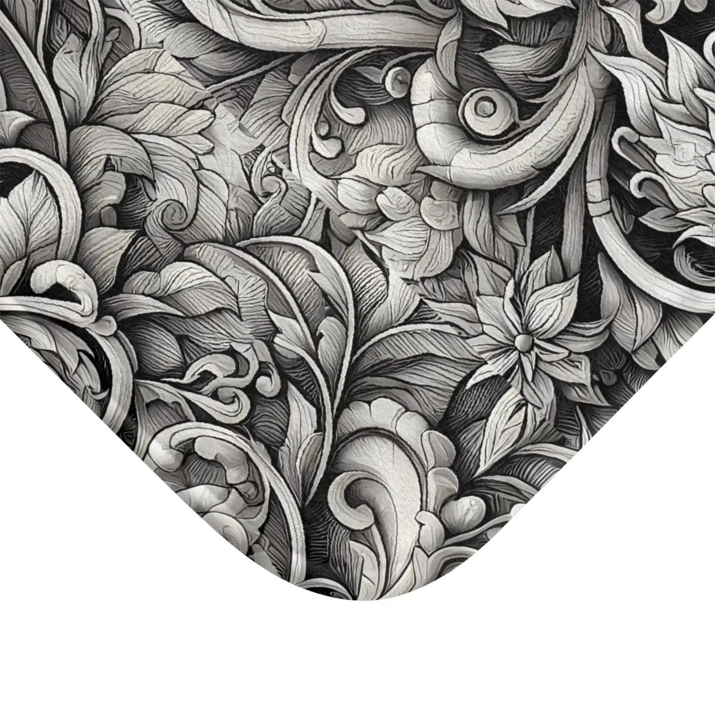 Floral Bath Mat - Monochromatic Large Design Anti-Slip - DipaliZ