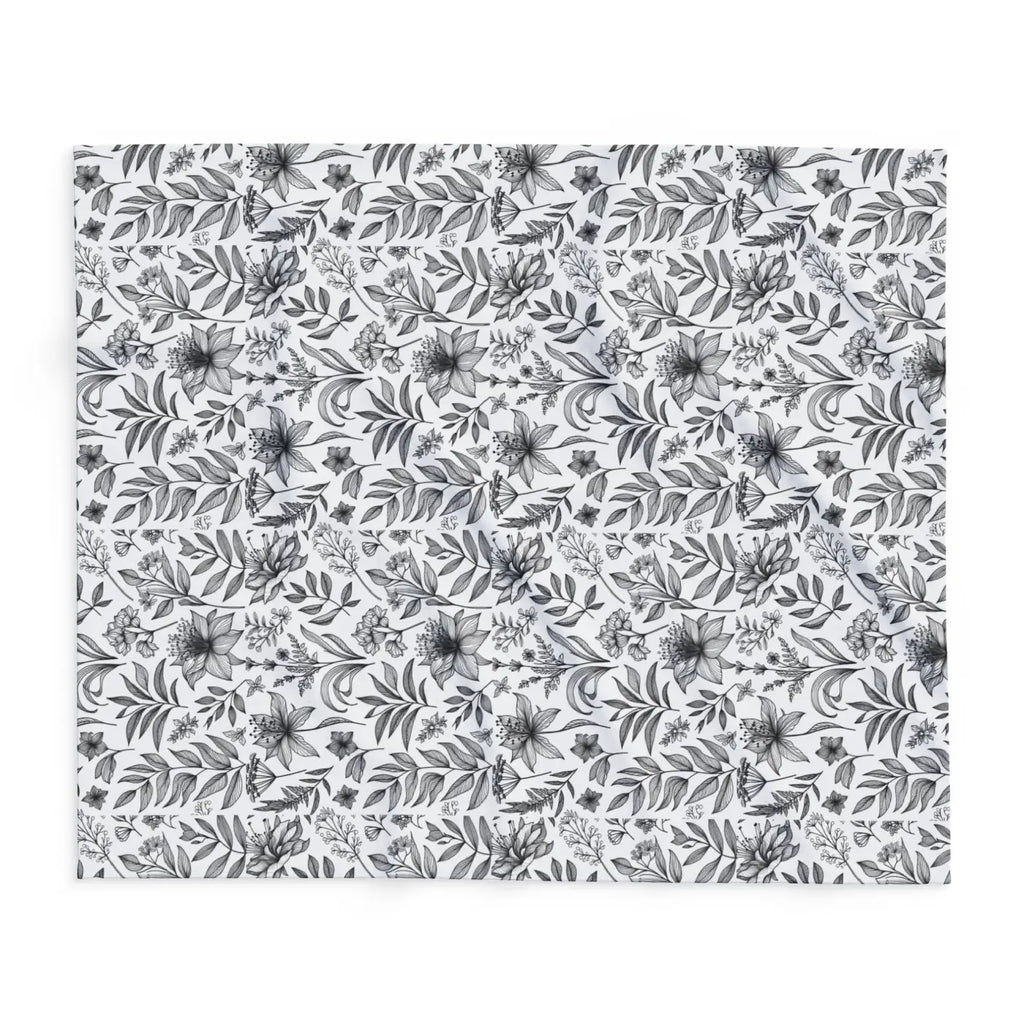Monochrome Floral Arctic Fleece Blanket - Elegant Warmth - DipaliZ