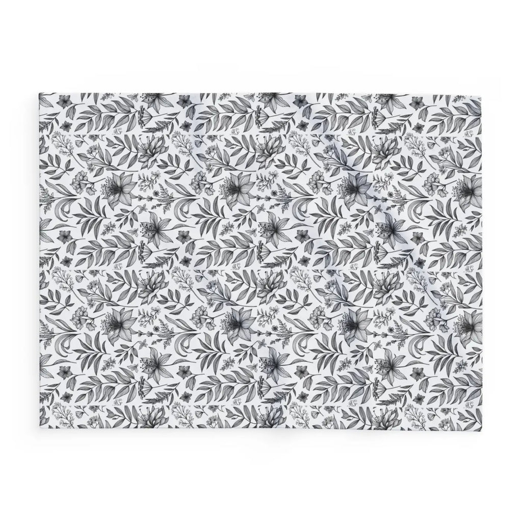 Monochrome Floral Arctic Fleece Blanket - Elegant Warmth - DipaliZ
