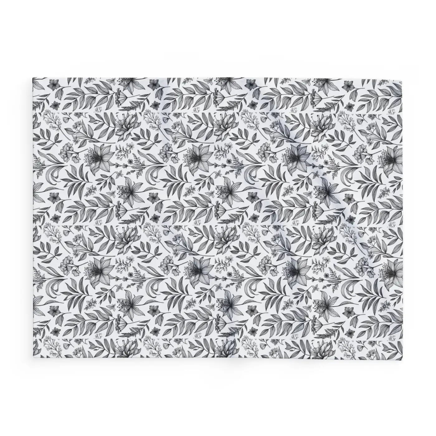 Monochrome Floral Arctic Fleece Blanket - Elegant Warmth - DipaliZ
