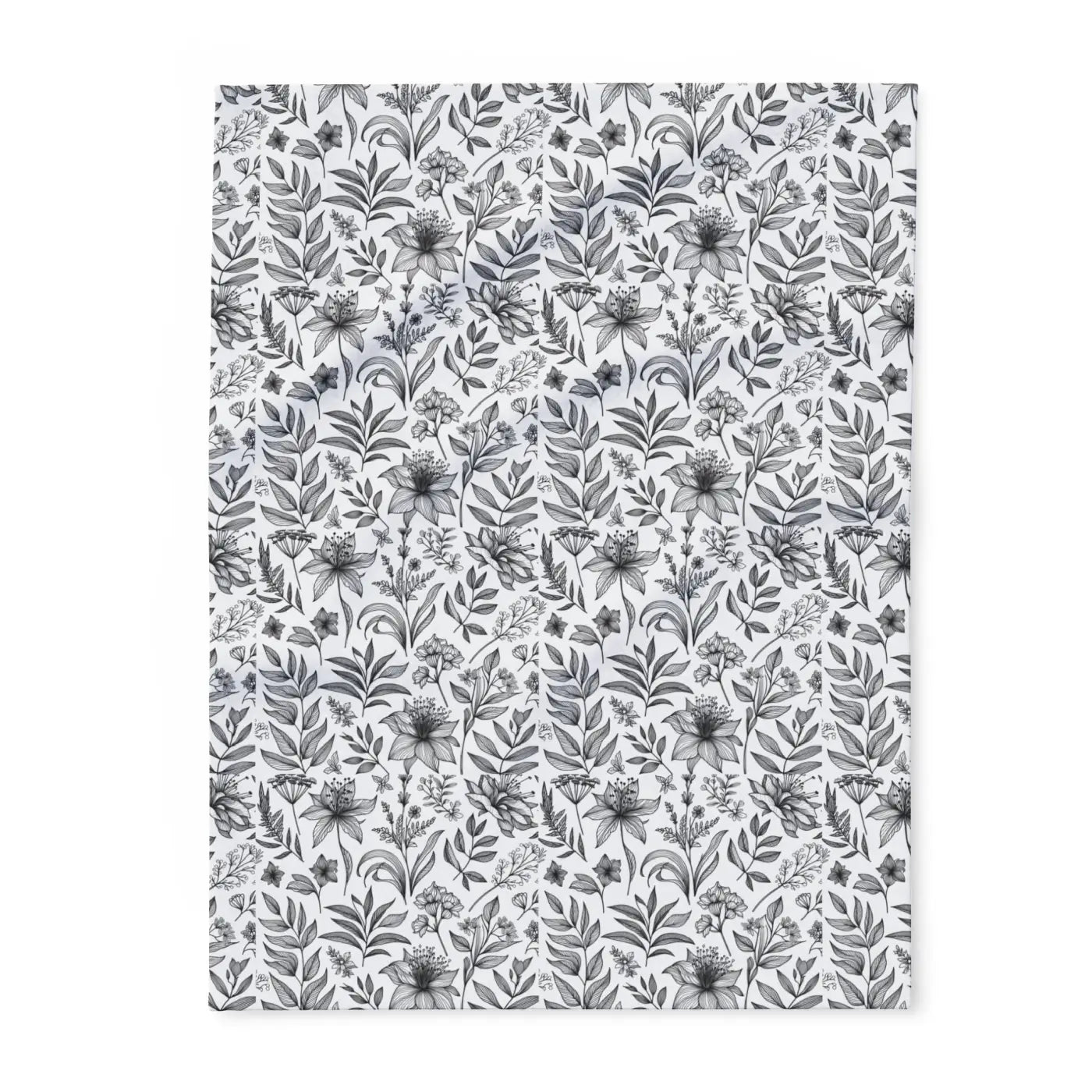 Monochrome Floral Arctic Fleece Blanket - Elegant Warmth - DipaliZ