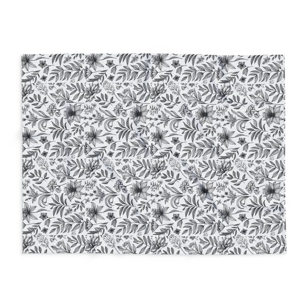 Monochrome Floral Arctic Fleece Blanket - Elegant Warmth - DipaliZ