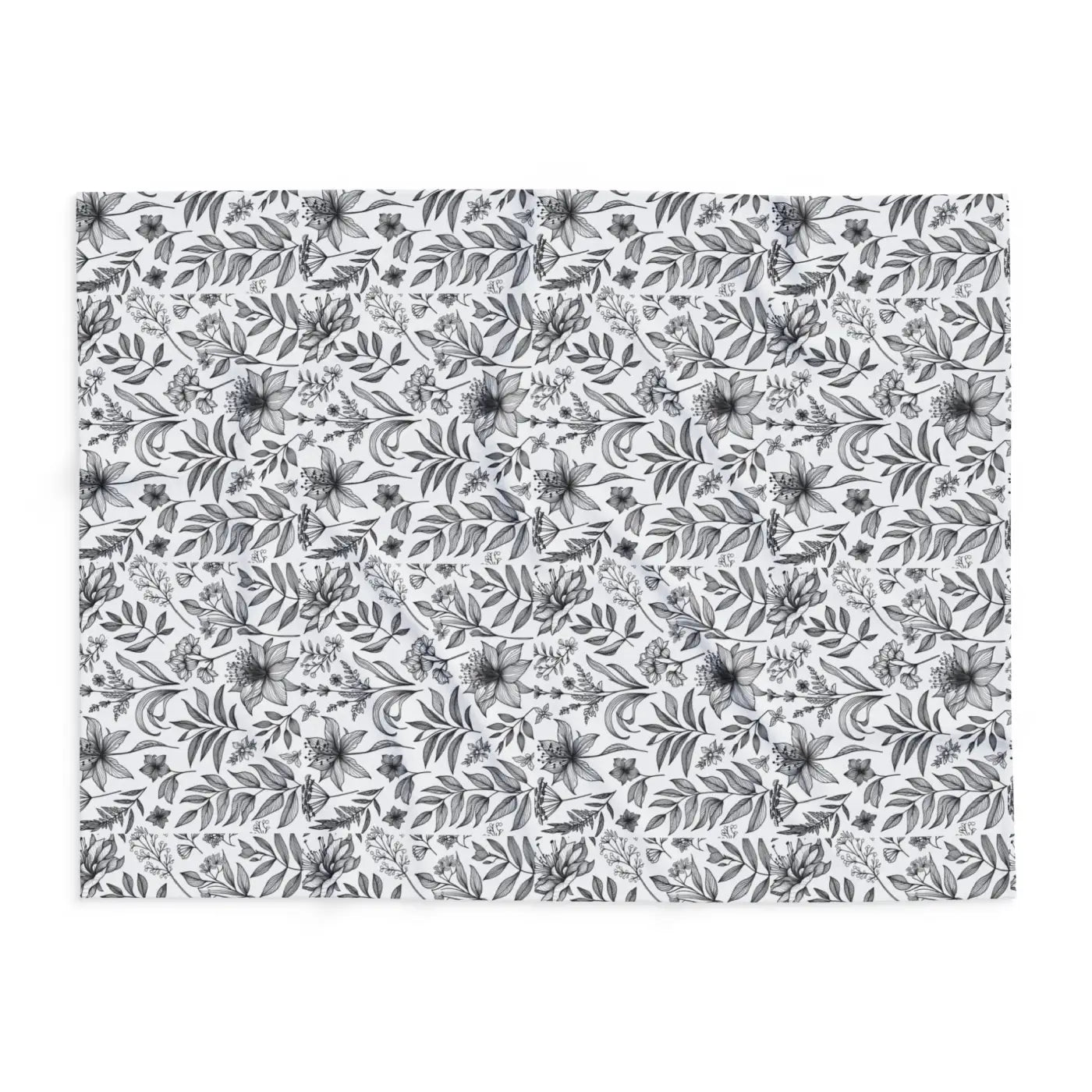 Monochrome Floral Arctic Fleece Blanket - Elegant Warmth - DipaliZ