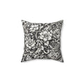Monochrome Floral Spun Polyester Square Pillow - Double-Sided - DipaliZ