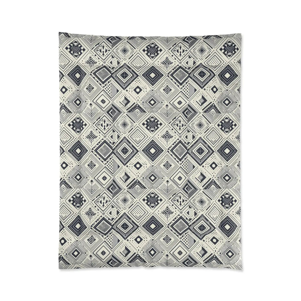 Monochrome Geometric Comforter - One-Sided Print - DipaliZ