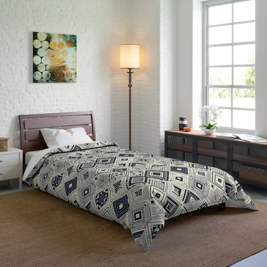 Monochrome Geometric Comforter - One-Sided Print - DipaliZ
