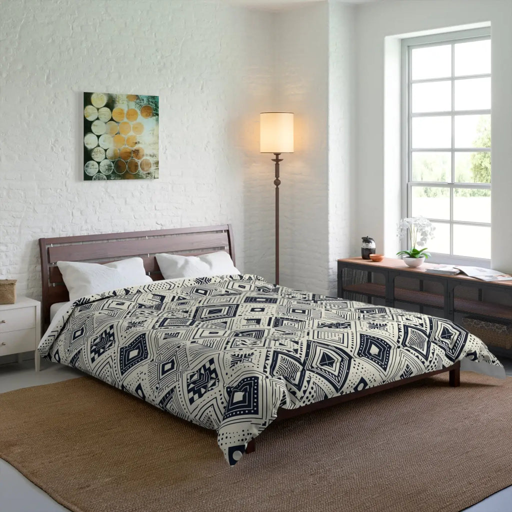 Monochrome Geometric Comforter - One-Sided Print - DipaliZ