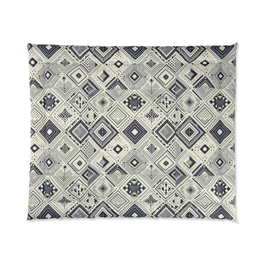 Monochrome Geometric Comforter - One-Sided Print - DipaliZ