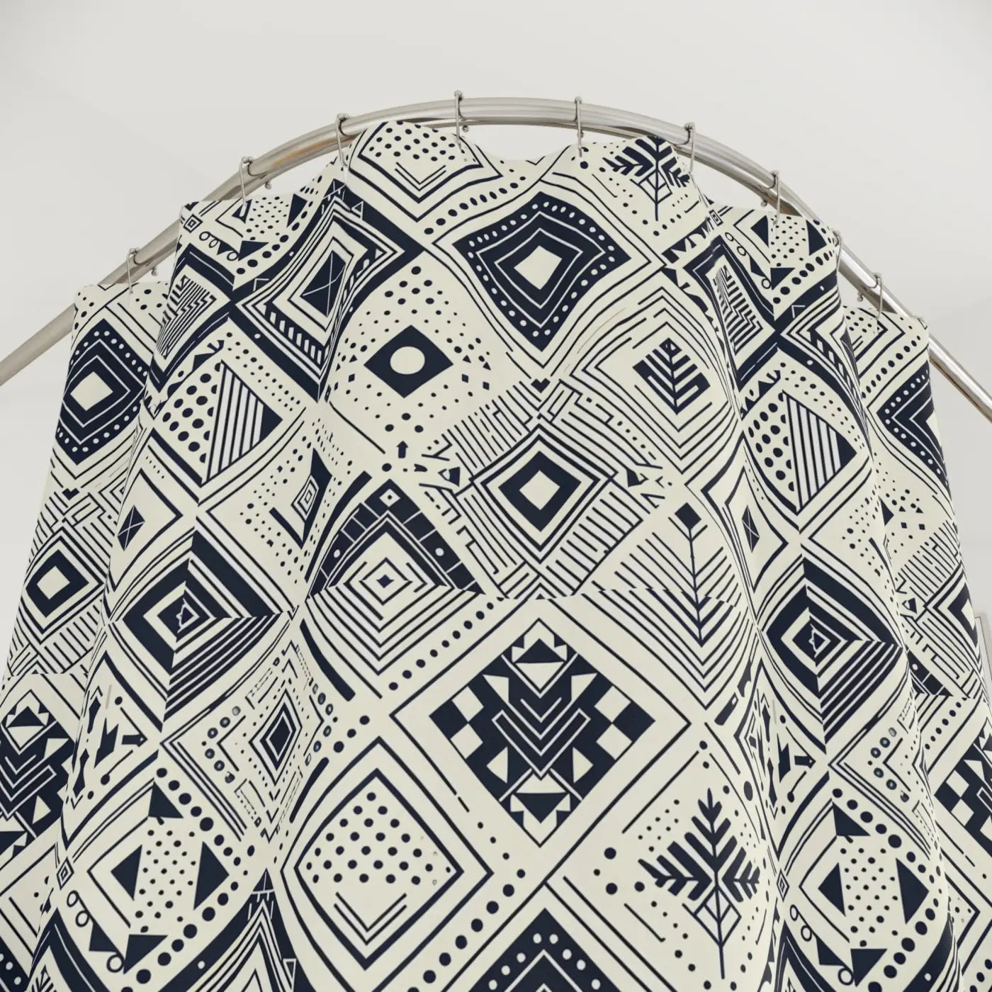 Monochrome Geometric Shower Curtain - Modern Bathroom Decor - DipaliZ