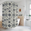 Monochrome Geometric Shower Curtain - Modern Bathroom Decor - DipaliZ