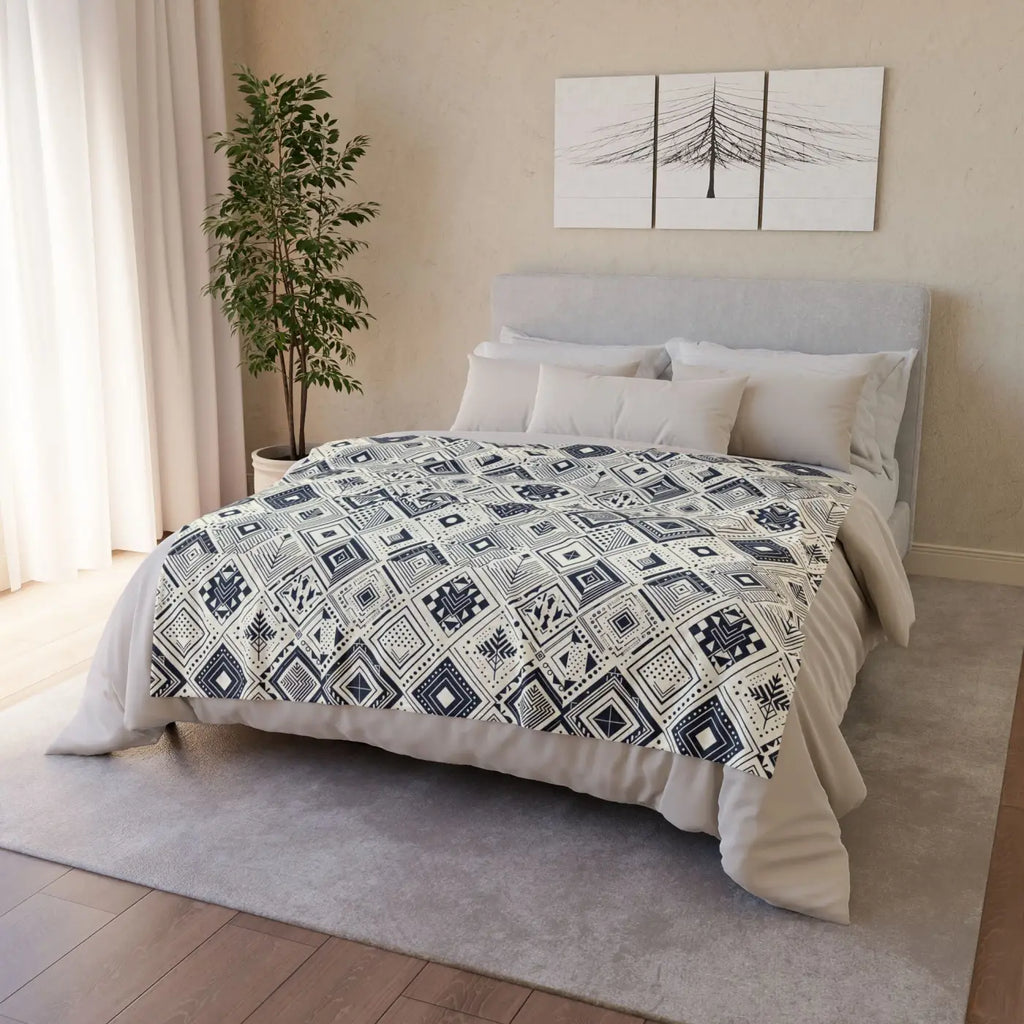 Soft Polyester Blanket - Monochrome Geometric Pattern - DipaliZ