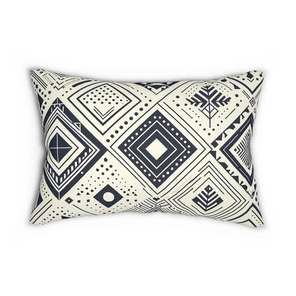 Monochrome Geometric Pattern Lumbar Pillow - Spun Polyester - DipaliZ