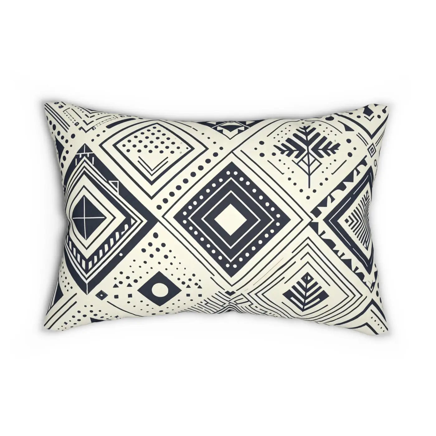 Monochrome Geometric Pattern Lumbar Pillow - Spun Polyester - DipaliZ
