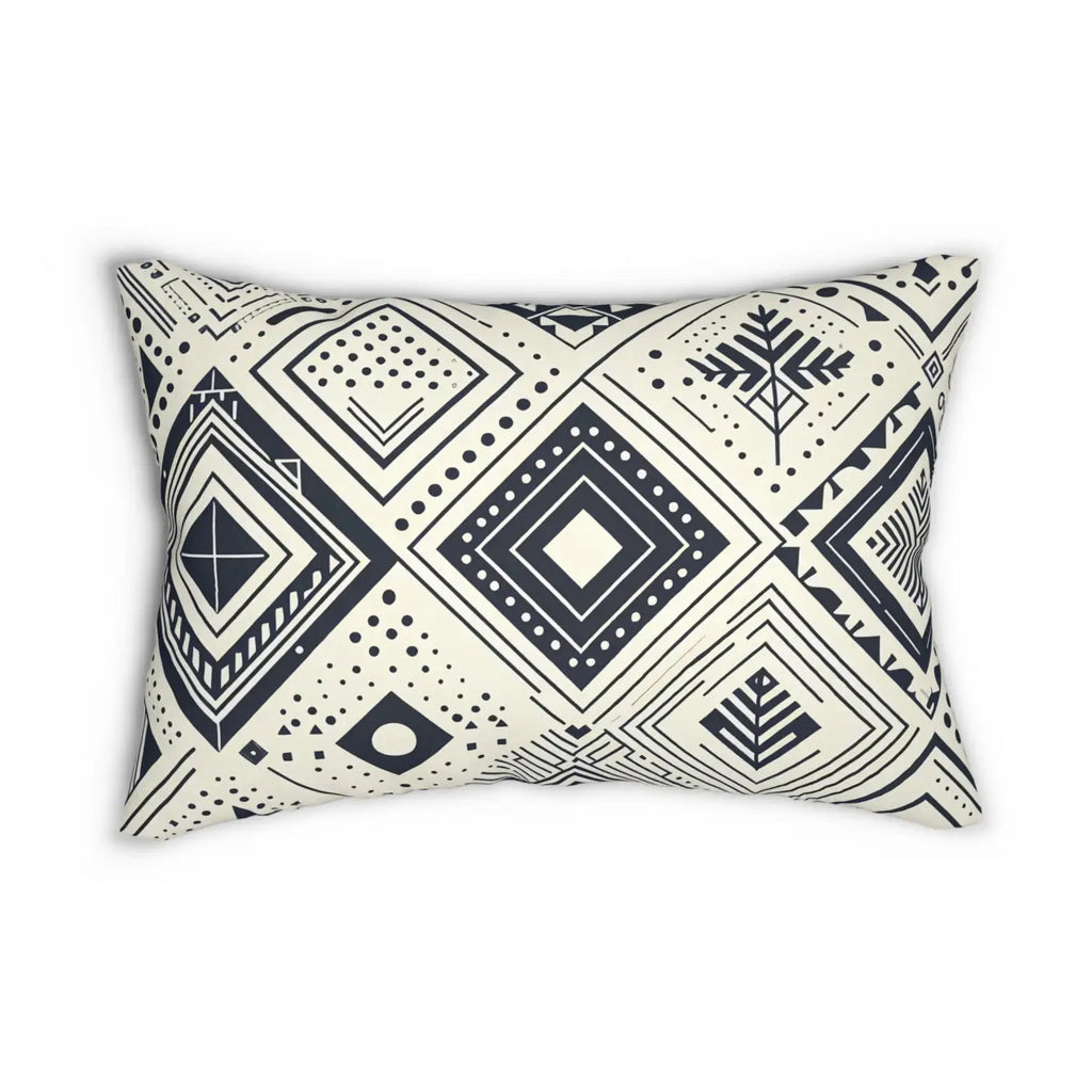 Monochrome Geometric Pattern Lumbar Pillow - Spun Polyester - DipaliZ