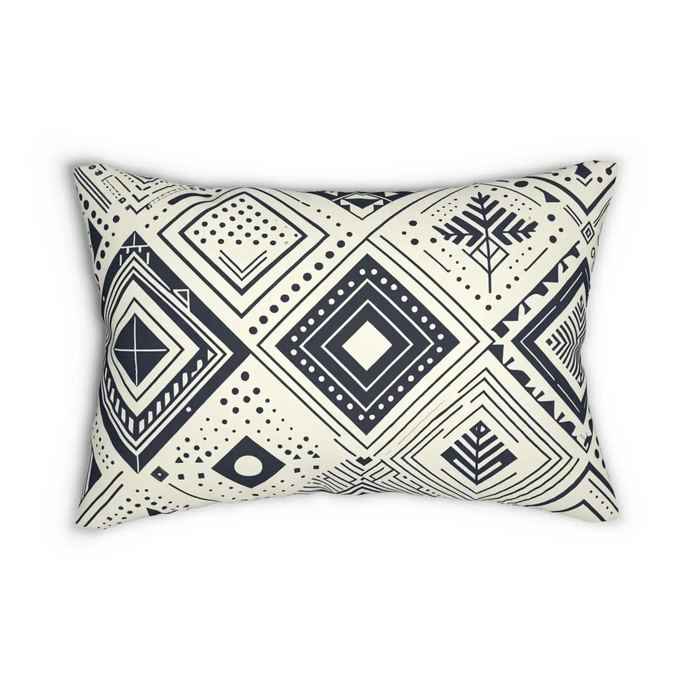 Monochrome Geometric Pattern Lumbar Pillow - Spun Polyester - DipaliZ