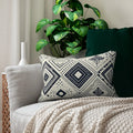 Monochrome Geometric Pattern Lumbar Pillow - Spun Polyester - DipaliZ