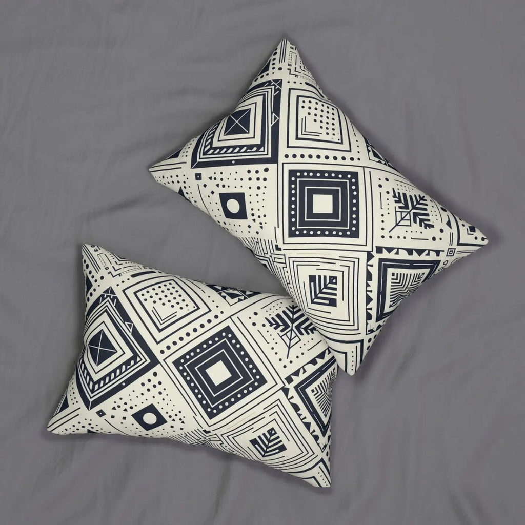 Monochrome Geometric Pattern Lumbar Pillow - Spun Polyester - DipaliZ